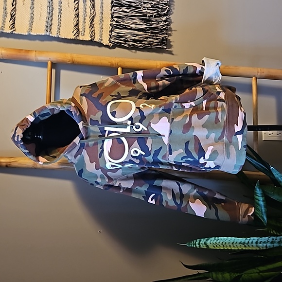 Polo Ralph Lauren Womens Green Pink Camo Spellout 1992 Hoodie Sweatshirt Small - Picture 2 of 8